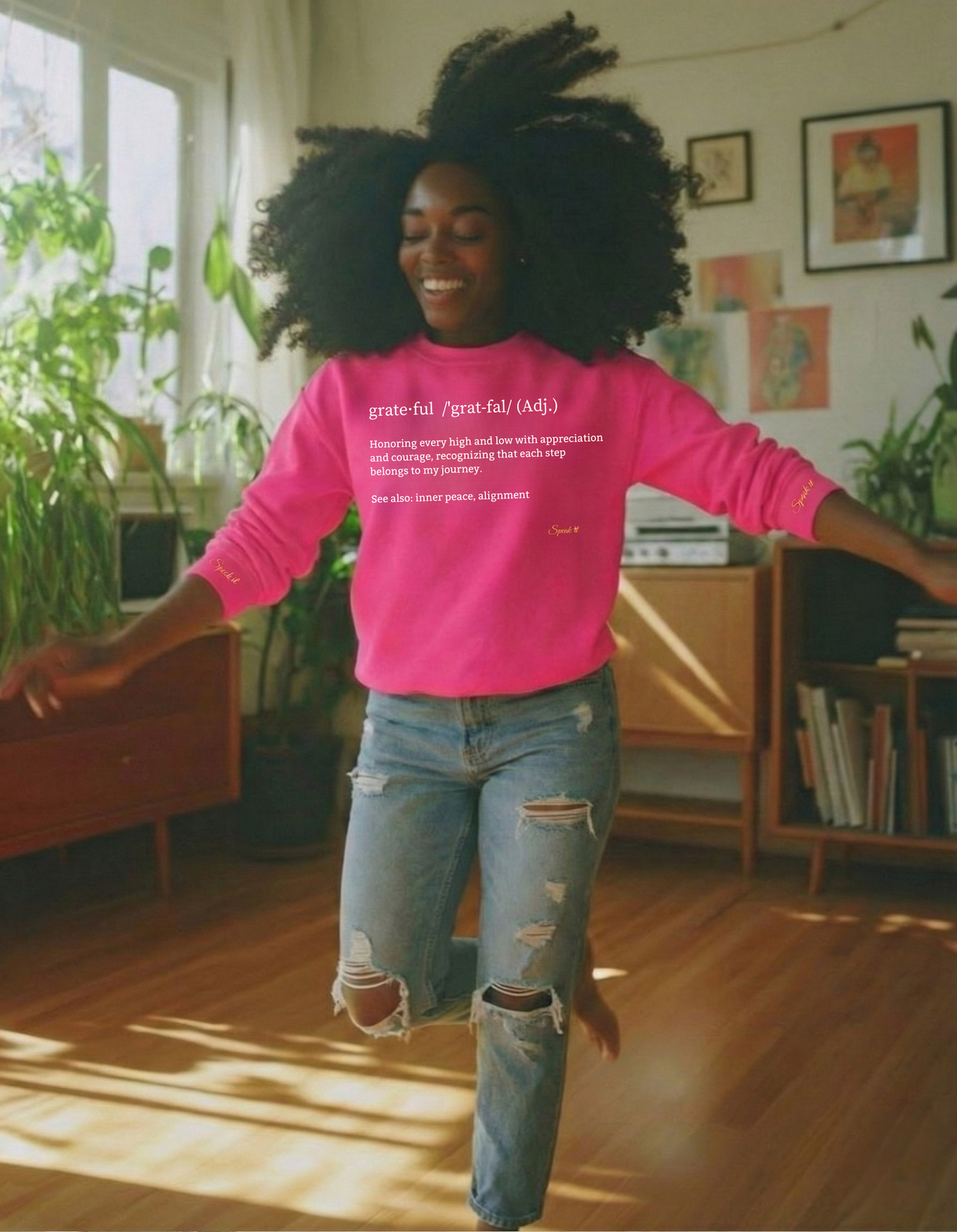 Grate·ful  /'grat-fal/ (Adj.): Honoring every high and low with appreciation and courage, recognizing that each step belongs to my journey.                                See also: inner peace, alignment