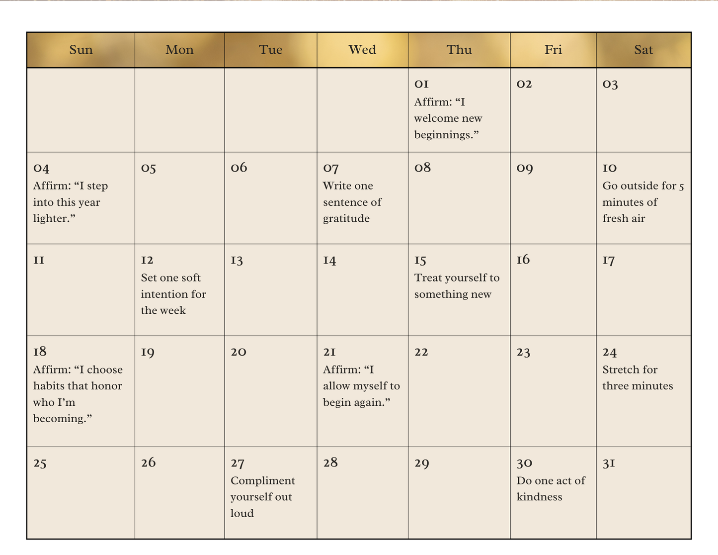 Speak it 2026 Affirmation Calendar