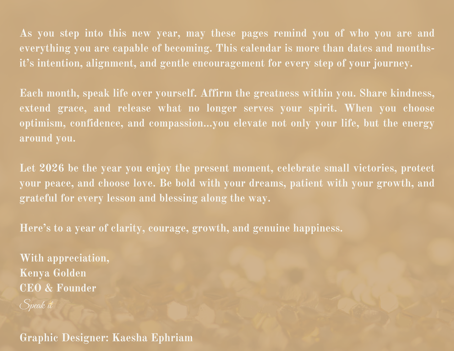 Speak it 2026 Affirmation Calendar