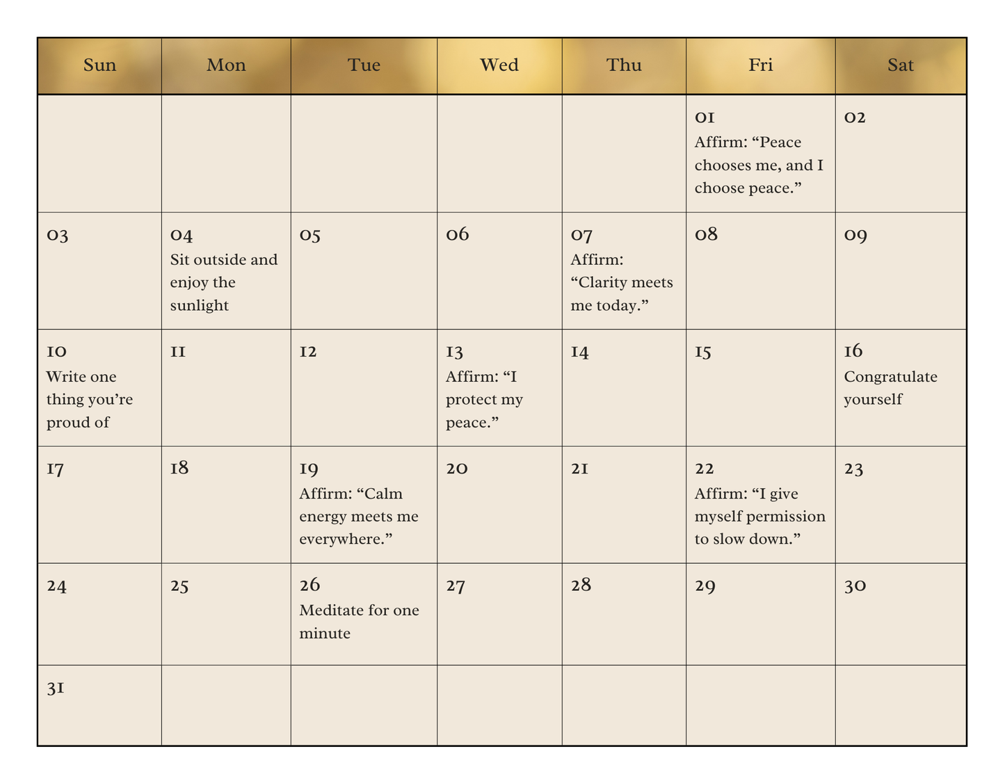 Speak it 2026 Affirmation Calendar